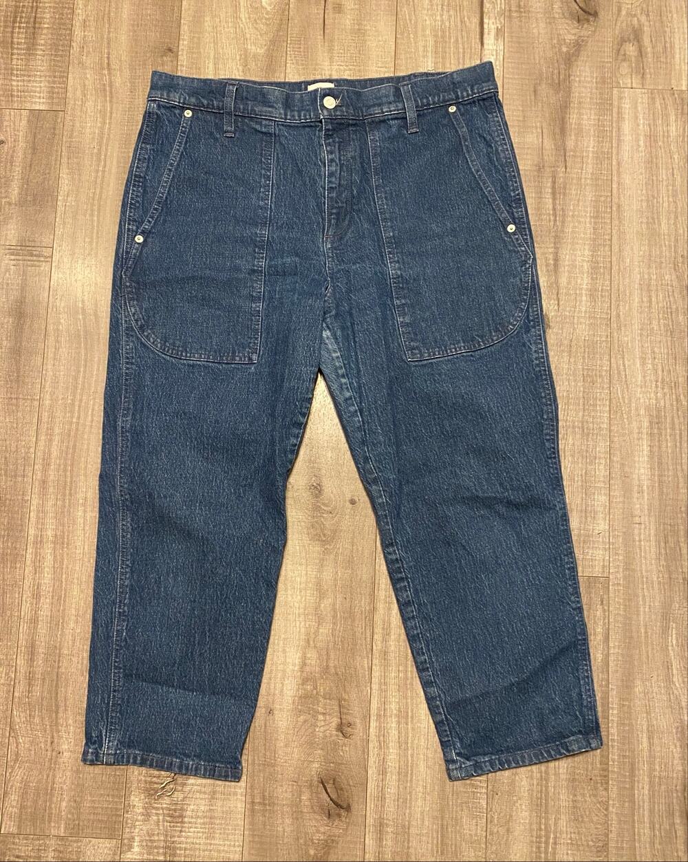 J.Crew Cropped Utility Jeans Women’s Size31 Blue High Rise Patch Pocket Workwear